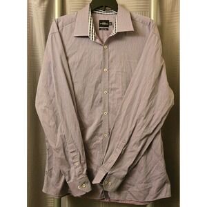 PARC 81 Shirt Mens XL 17-17.5 Dress Vertical Thin Stripe Purple Pink Button Up